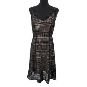 White House Black Market Dress Womens 8 Black Lace Lined Midi